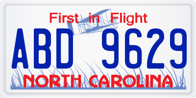 NC license plate ABD9629