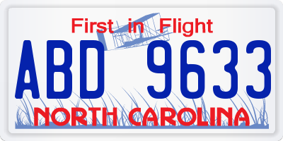 NC license plate ABD9633