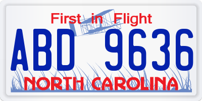 NC license plate ABD9636
