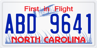 NC license plate ABD9641