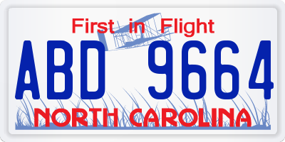 NC license plate ABD9664