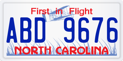 NC license plate ABD9676