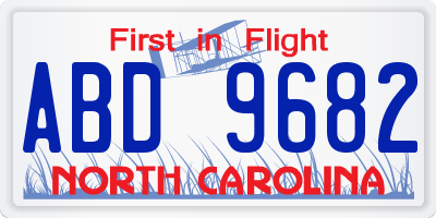 NC license plate ABD9682