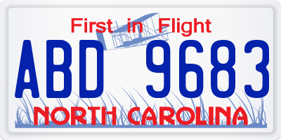 NC license plate ABD9683