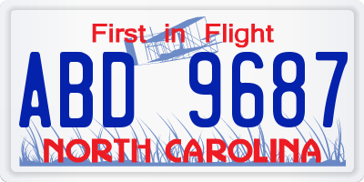 NC license plate ABD9687