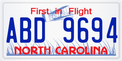 NC license plate ABD9694