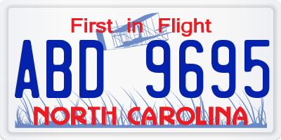 NC license plate ABD9695