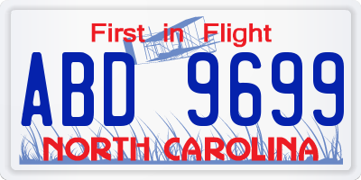 NC license plate ABD9699