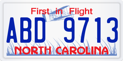 NC license plate ABD9713