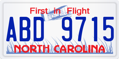 NC license plate ABD9715