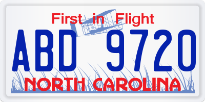 NC license plate ABD9720