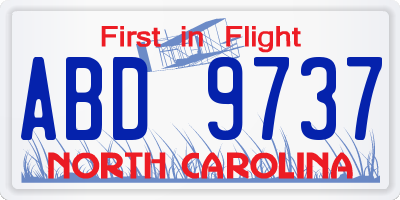 NC license plate ABD9737