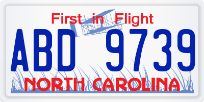 NC license plate ABD9739