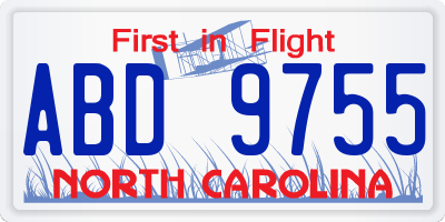 NC license plate ABD9755