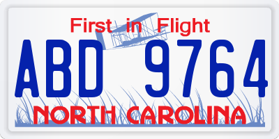 NC license plate ABD9764