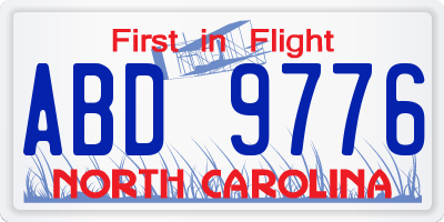 NC license plate ABD9776