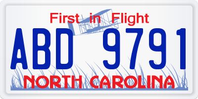 NC license plate ABD9791