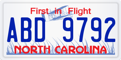 NC license plate ABD9792