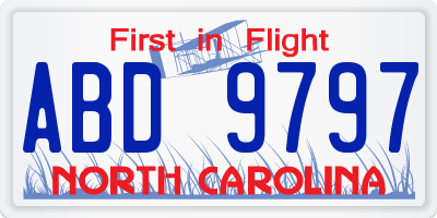 NC license plate ABD9797