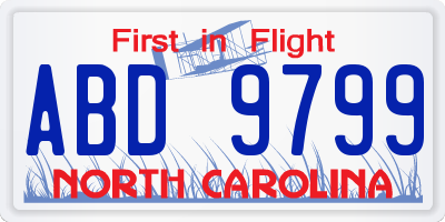 NC license plate ABD9799