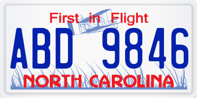 NC license plate ABD9846