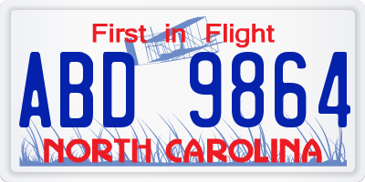 NC license plate ABD9864
