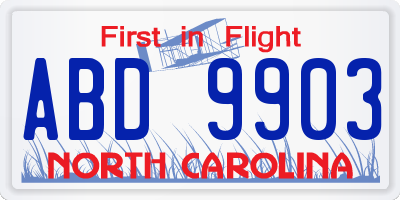 NC license plate ABD9903