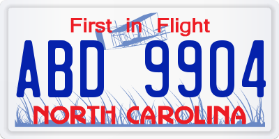 NC license plate ABD9904