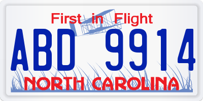 NC license plate ABD9914