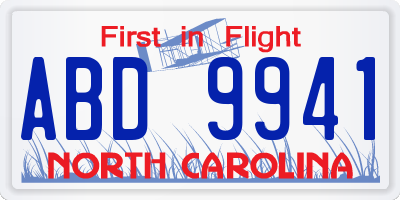 NC license plate ABD9941