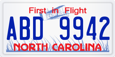 NC license plate ABD9942