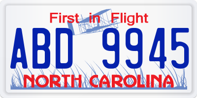 NC license plate ABD9945