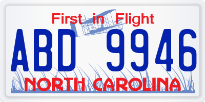 NC license plate ABD9946