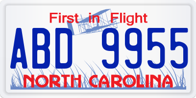 NC license plate ABD9955
