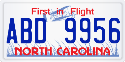 NC license plate ABD9956