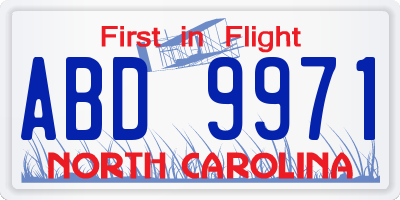 NC license plate ABD9971