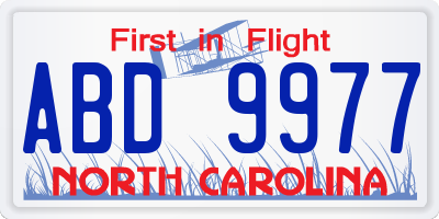 NC license plate ABD9977