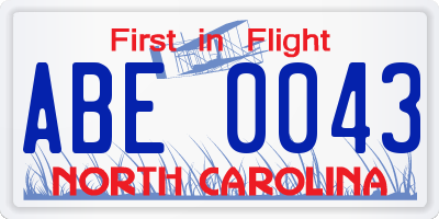 NC license plate ABE0043