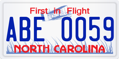 NC license plate ABE0059