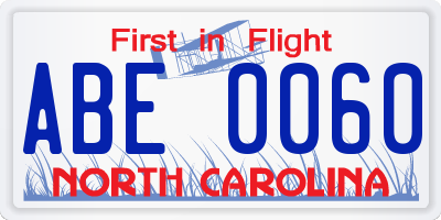NC license plate ABE0060