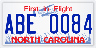 NC license plate ABE0084