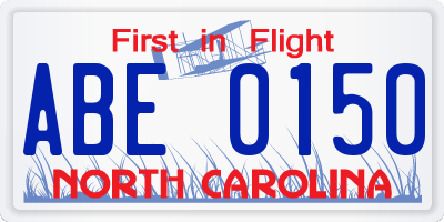 NC license plate ABE0150