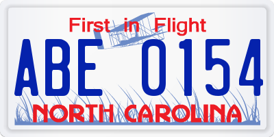 NC license plate ABE0154
