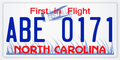 NC license plate ABE0171