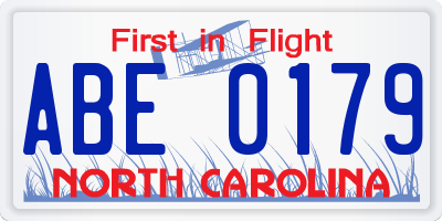 NC license plate ABE0179