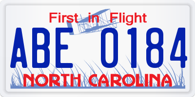 NC license plate ABE0184
