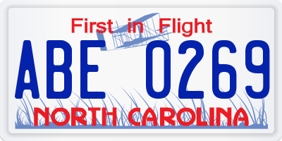 NC license plate ABE0269