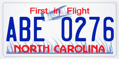 NC license plate ABE0276