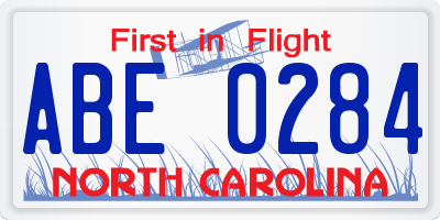 NC license plate ABE0284