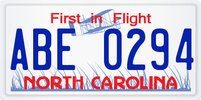 NC license plate ABE0294